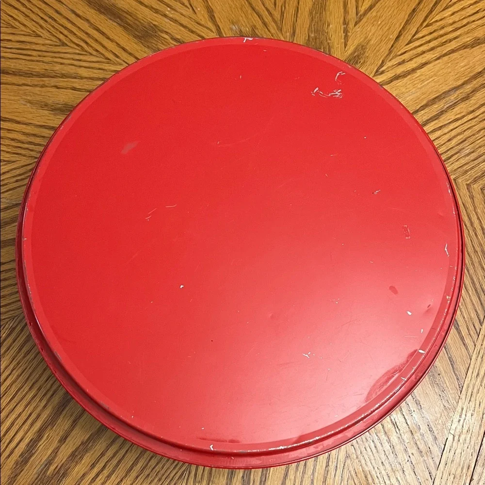 Vintage Pennsylvania Dutch  Red Decorative Tin with Black and Gold Accents